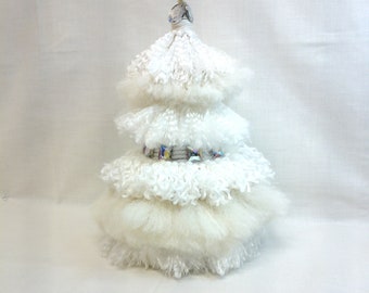 Handmade Shaggy Christmas Tree, Brushed Macrame Cord Tree, Fluffy Christmas Tree, Shabby Chic Decor, Farmhouse Decor,  white Christmas Tree,