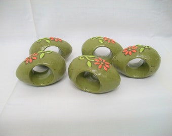 Vintage Napkin Holders, Set of 5, Kitschy 1970s Egg Shaped Napkin Holders, Table Setting, Vintage Decorating,