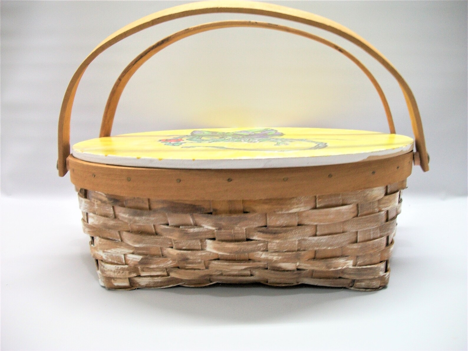 Vintage Pie Basket Wicker Basket Altered Repainted Basket Etsy