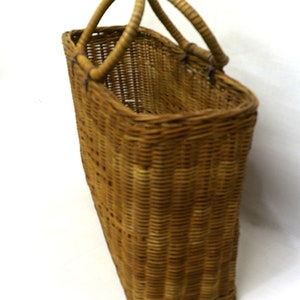 Vintage, Wicker Basket Purse, Medium Sized Basket Purse, Unlined Basket Purse, Top Handle Basket Tote, Country Decor, Decorative Basket, image 4