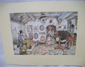 Vintage Anton Pieck Prints, 1973, Set of Two Prints, 12 X 9, The Toy Store, and The Picture Day, Unframed Prints, Vintage Art Work,