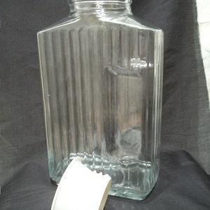 Vintage Refrigerator Water Bottle, Square Clear Glass Refrigerator Bottle, Vintage Juice or Water Container, image 3