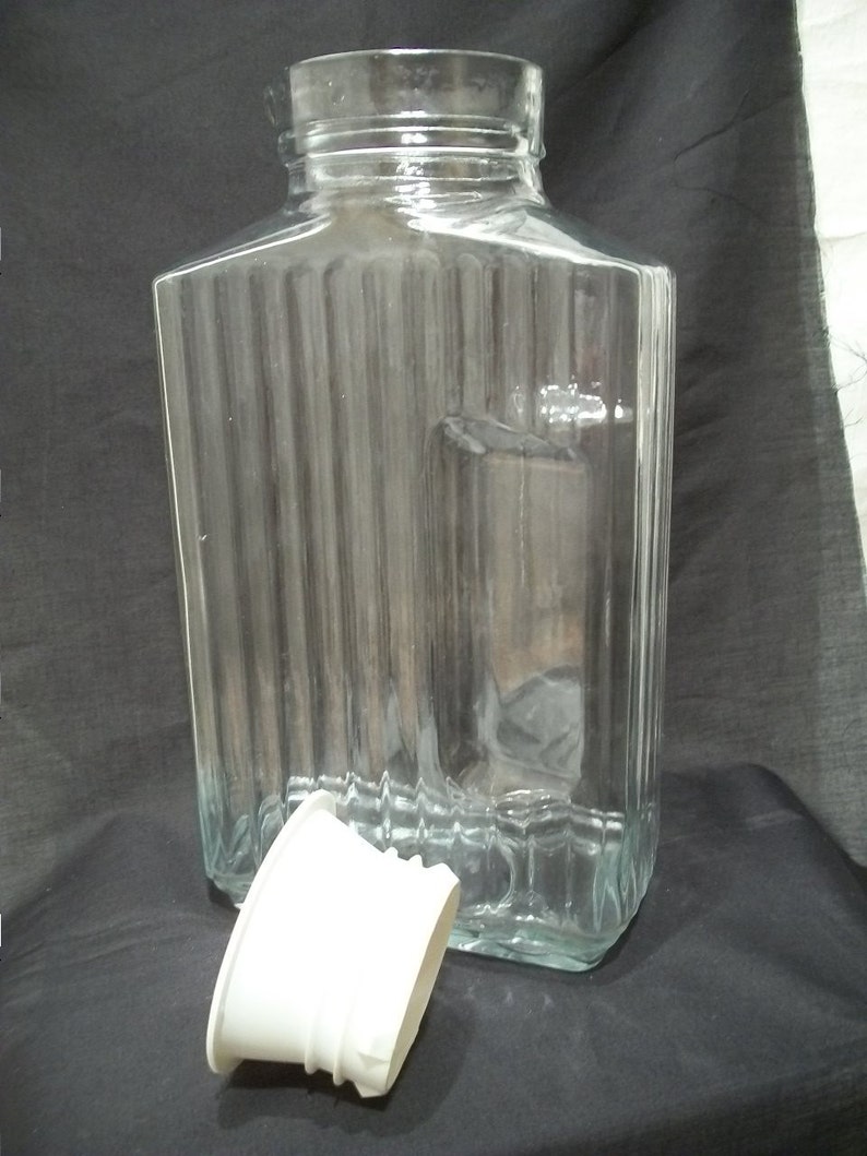 Vintage Refrigerator Water Bottle, Square Clear Glass Refrigerator Bottle, Vintage Juice or Water Container, image 3