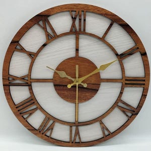 Roman Numeral Wooden Wall Clock: Modern Dubal Layer Design