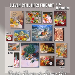 Vintage Stillleben Kunstdruck Set - Cottagecore Galeriewand (Digitaler Download) Violeta R de Arana's Kunst, von originalen Ölgemälden