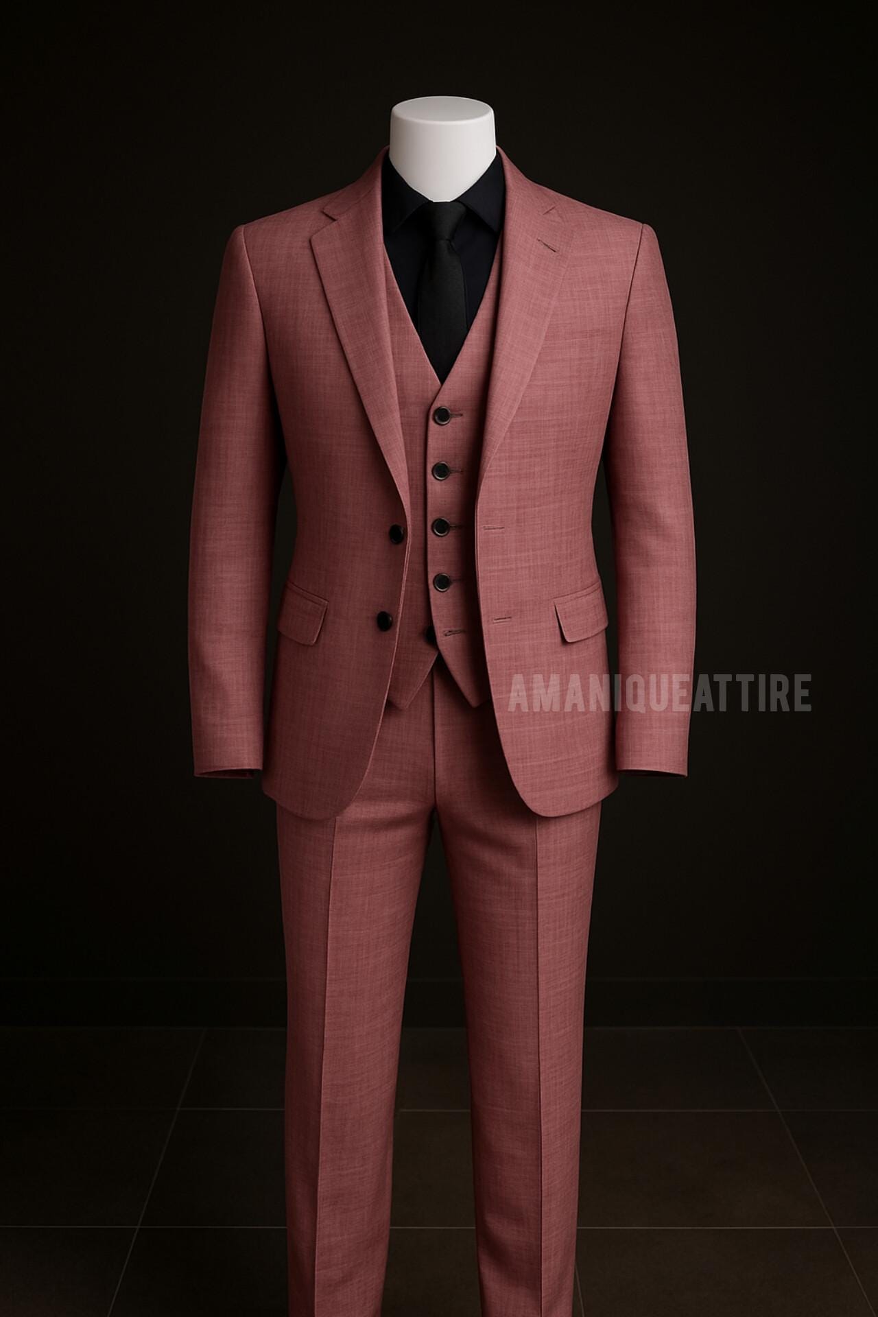 バーガンディのメンズ3ピーススーツ｜オーダーメイドフォーマルウェア