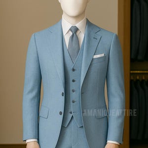 Men&#39;s three piece sky-blue suit