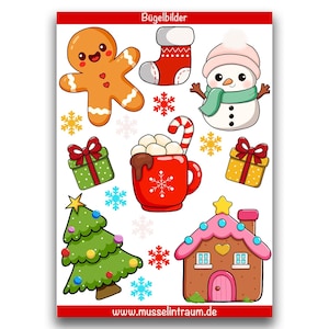 16 Bügelbilder Set Weihnachten / Iron on / Hot Peel / Bügelbild Applikation Kinder aufbügeln Bügeleisen Winter randlos DTF DIN A4 DIN A5