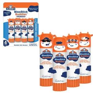 Blue Glue Stick Set – Disappearing Color, 6g, Pack of 4 – School & Craft Supplies