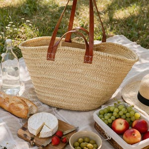 Cesta de piquenique para praia, sacola de compras elegante e prática