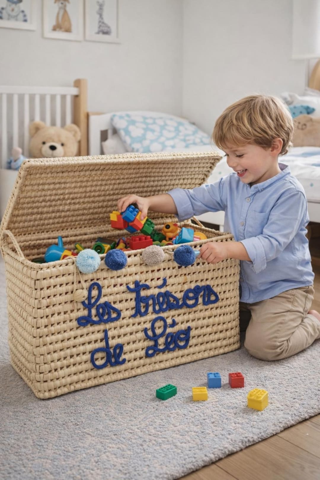 XXL Storage Trunk, Baby Gift for a Boy or Girl, Handmade Toy Chest, 100 ...