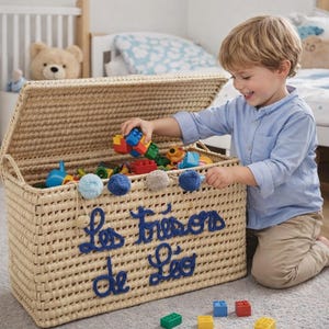 XXL storage trunk, baby gift for a boy or girl, handmade toy chest, 100% natural