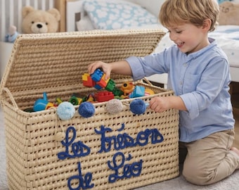 XXL-Aufbewahrungstruhe, Babygeschenk für Jungen oder Mädchen, handgefertigte Spielzeugkiste, 100 % natürlich