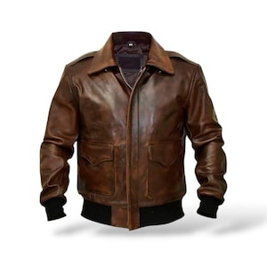 Vintage Aviator G-1 Leder Fliegerjacke | US Navy Bomber-Stil | Beunruhigt Braun Pilotenjacke | Militärische Oberbekleidung Herren Geschenk
