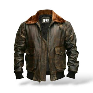 Vintage Aviator G-1 Leder Fliegerjacke | US Navy Bomber-Stil | Beunruhigt Braun Pilotenjacke | Militärische Oberbekleidung Herren Geschenk