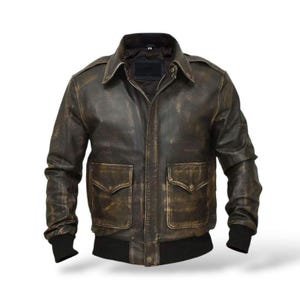 Vintage Aviator G-1 Leder Fliegerjacke | US Navy Bomber-Stil | Beunruhigt Braun Pilotenjacke | Militärische Oberbekleidung Herren Geschenk