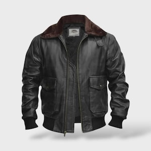 Vintage Aviator G-1 Leder Fliegerjacke | US Navy Bomber-Stil | Beunruhigt Braun Pilotenjacke | Militärische Oberbekleidung Herren Geschenk