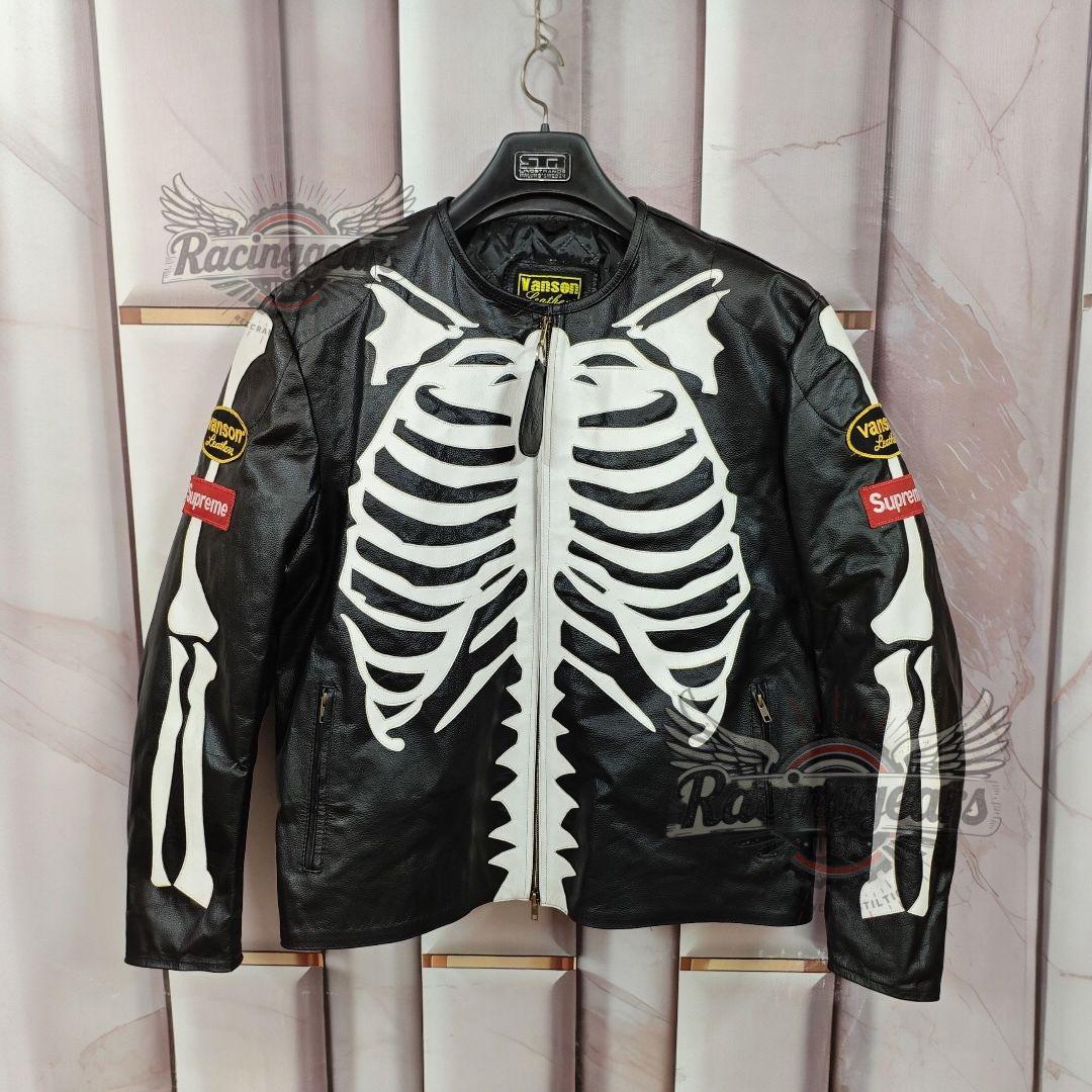 ジャケット・アウター VANSON Single Riders Jacket Skull XL y2k VANSON Black Red Leather Riders Jacket Racing One Star Made