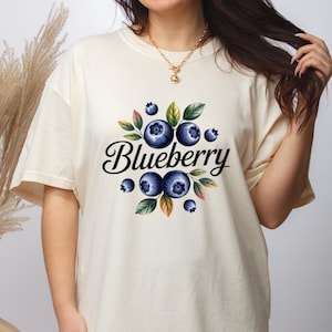 Comfort Colors  Blueberries, Aesthetic Fruit Shirt, Fruit Shirt, Blueberry Vintage Festival Shirt, Cottagecore Summer Fruit Blueberry Shirt