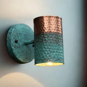 Rustic Waterproof Exterior Wall Fixture for Entryway, Outdoor Copper Sconce Wall Light Green Patina, Handmade Wall Light ,Wall Light Fixture