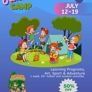 Bright Fun Kids Summer Camp Flyer: Editable Template (Digital Download)