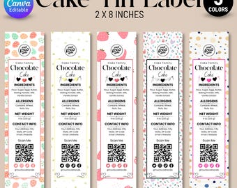 Mini Cake Tin Label, Editable Bakery Label, DIY Bakery Label, Small ...