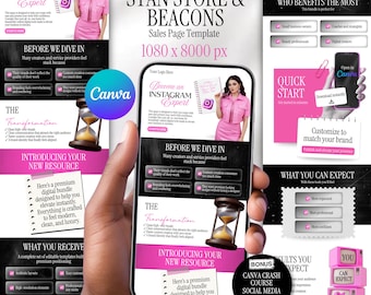 Stan Store Beacons Sales Page Canva Template, Customizable Canva Sales Page For Stan Store and Beacons, Canva Template Instant Download