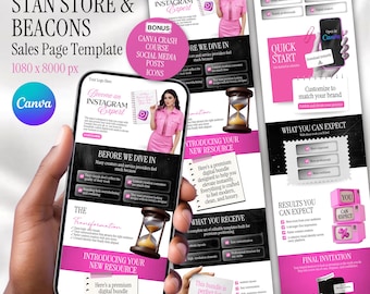 Stan Store Theme Page, BEACONS Linktree Template, Stan Store Landing Page, Stan Store Sales Page Template Canva Template Instant Download