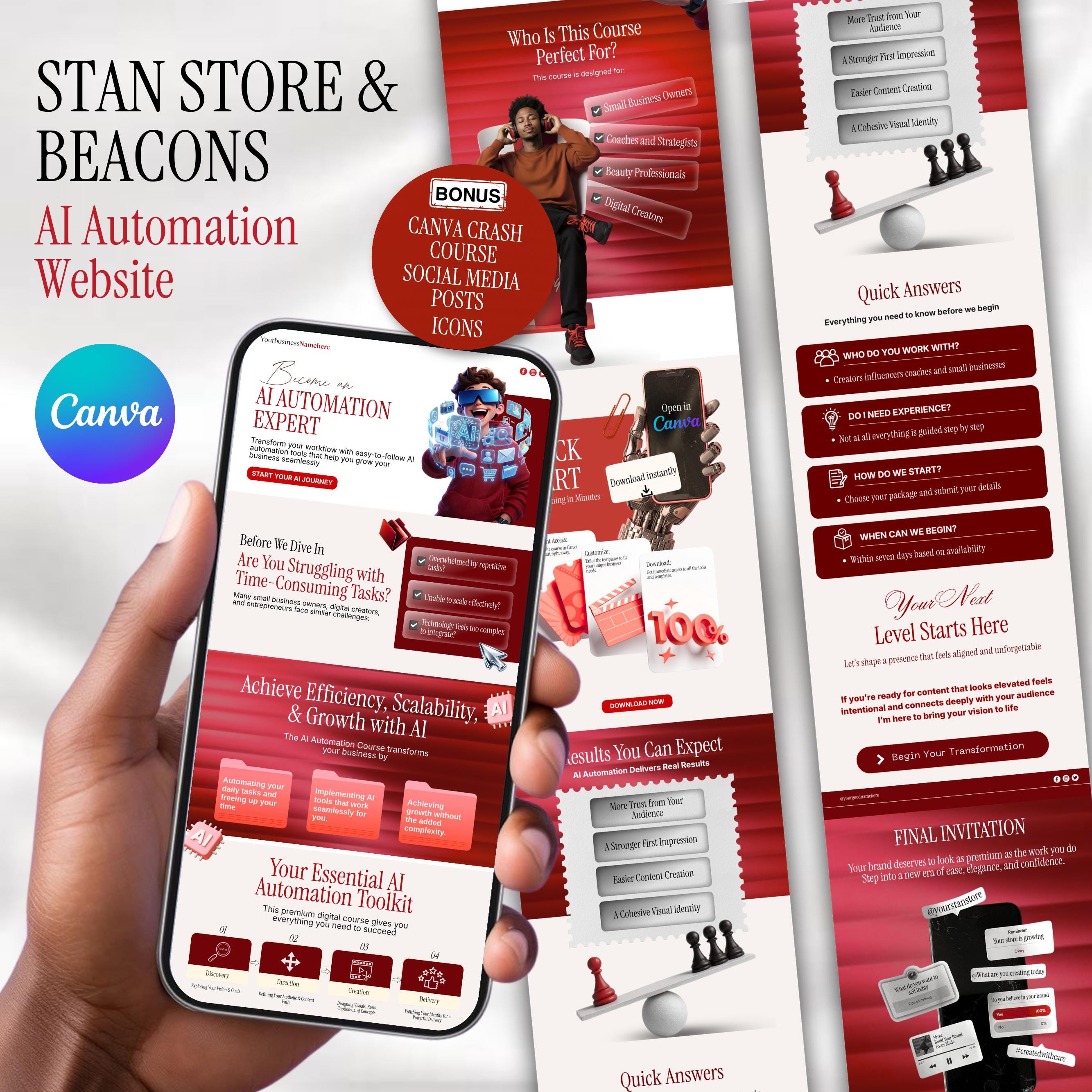 Automation Website Template, Beacons AI Automation Website Canva Sales ...
