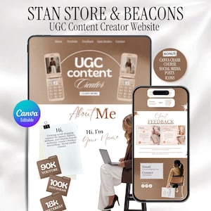 Modello di portfolio e media kit UGC, media kit per influencer, modello di portfolio UGC, media kit per principianti, Canva, modello di pagina di vendita Canva per coach