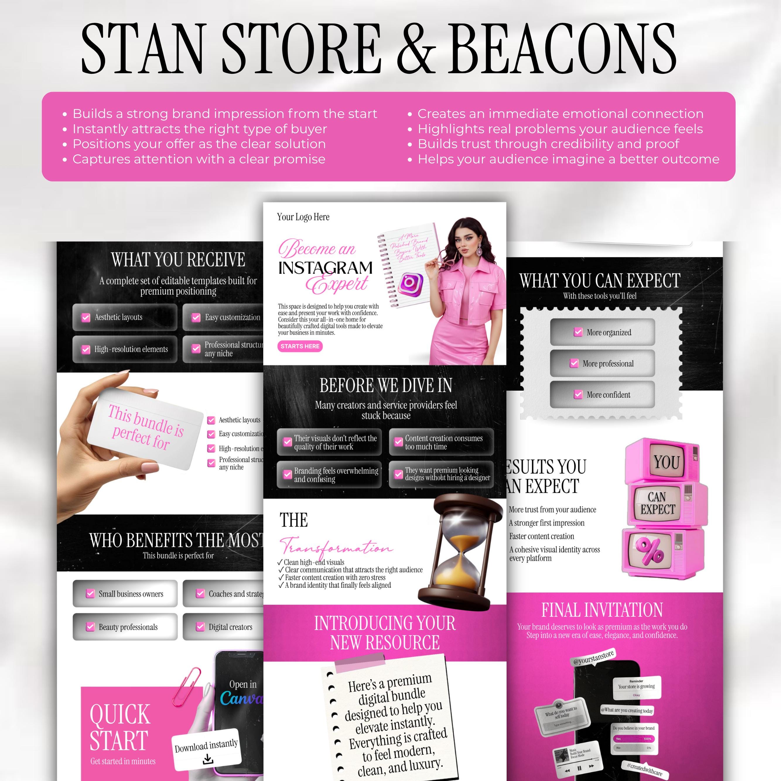 Stan Store Beacons Sales Page Canva Template, Customizable Canva Sales ...
