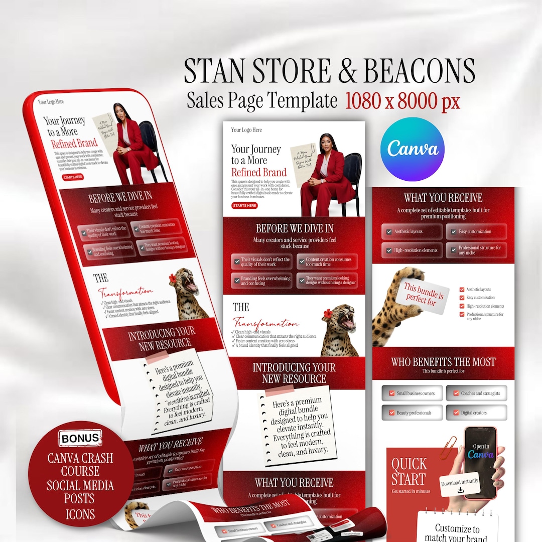 Stan Store Beacons Sales Page Canva Template for Coaches & Course ...