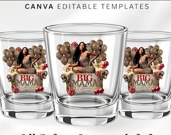 Big Mama Birthday Sticker, Big Mama Styrofoam Cup Sticker, Cheetah Cherry Shot Glass, All Zodiac Signs, T-Shirt Design, Canva Template