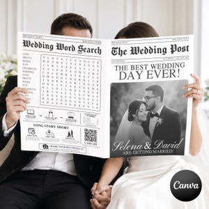 Wedding Newspaper Program Template Canva Folded Wedding Program Printable Infographic Wedding Schedule Newlywed Time Wedding Newspaper canva
