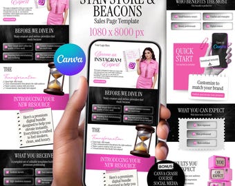 Stan Store Sales Page Template, Stan and Beacon Website Canva Template, Stan Store Banner, Instant Download