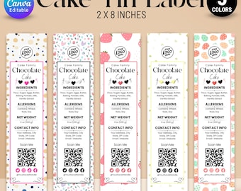 Mini-Kuchendose Etikett, bearbeitbares Etikett für die Bäckerei, DIY-Bäckereiverpackung, kleine Bäckerei-Business-Verpackung, druckbares Etikett für die Bäckerei, Canva-Vorlage
