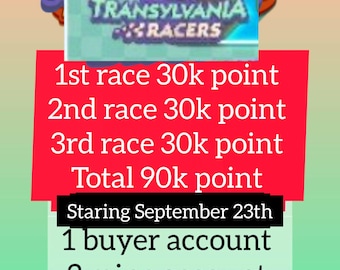 Monopoly Transylvania Racers - Trusted Seller ( 30k points per race)