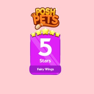 Pegatinas de 5 estrellas de Monopoly Go de Fairy Wings para mascotas elegantes
