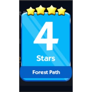 May include: A blue rectangular graphic with the number 4 in white, the word "Stars", and the text "Forest Path". Four gold stars are at the top of the graphic.