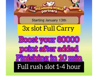 Monopoly GO Wizarding World Partners event 3x Full Carry (80,000 Points) - Fast Delivery