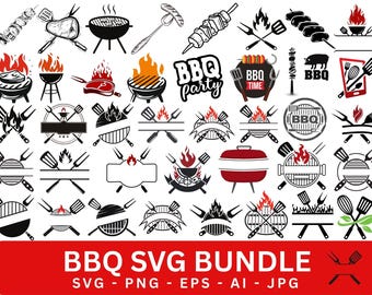 BBQ SVG Bundle: Grilling Clipart, Cut Files (Digital Download