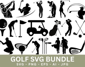 Paquete de archivos SVG de golf, monograma de golf, archivo de corte deportivo (descarga digital)