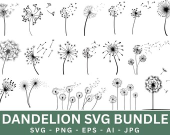 Dandelion SVG Bundle: Vector Graphics, Cricut Silhouette Clip Art (Digital Download)