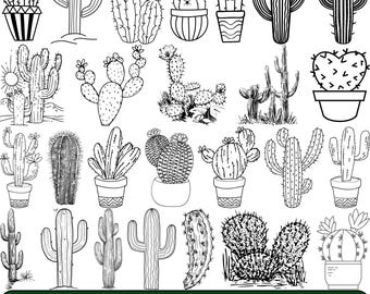 Cactus SVG Bundle,Cactus Flower SVG,Floral Cactus Clipart,Desert Cute Design,Succulent Flower Plant Silhouette,Cacti Clipart Bundle