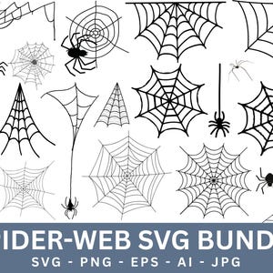 Spider Web SVG Bundle: Halloween Clipart, Vector, Cricut (Digital Download