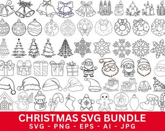 Christmas SVG Clipart Bundle: Cricut Cut Files (Digital Download)