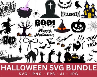 Halloween SVG Bundle: Cut Files, Clipart (Digital Download)