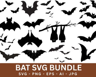 Halloween Fledermaus SVG Bundle: Fliegende Fledermaus Silhouetten, Cricut & Silhouette Cut Files