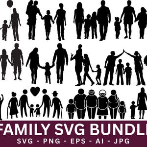 Family Silhouette SVG Bundle: Wall Art, Decals, Cricut Cut Files