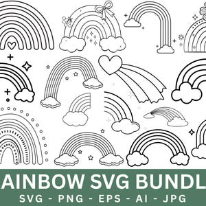 Rainbow SVG Bundle: Hand Drawn Cut Files for Cricut (Digital Download